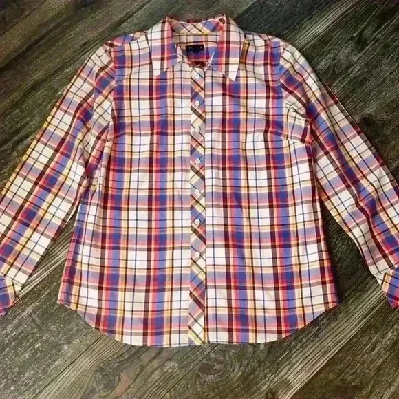 Talbots Preppy Plaid Long Sleeve Button Down Cotton Small - Picture 2 of 8